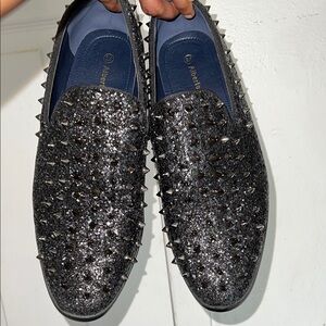 Alberta Ferretti Black Studded Leather Loafers